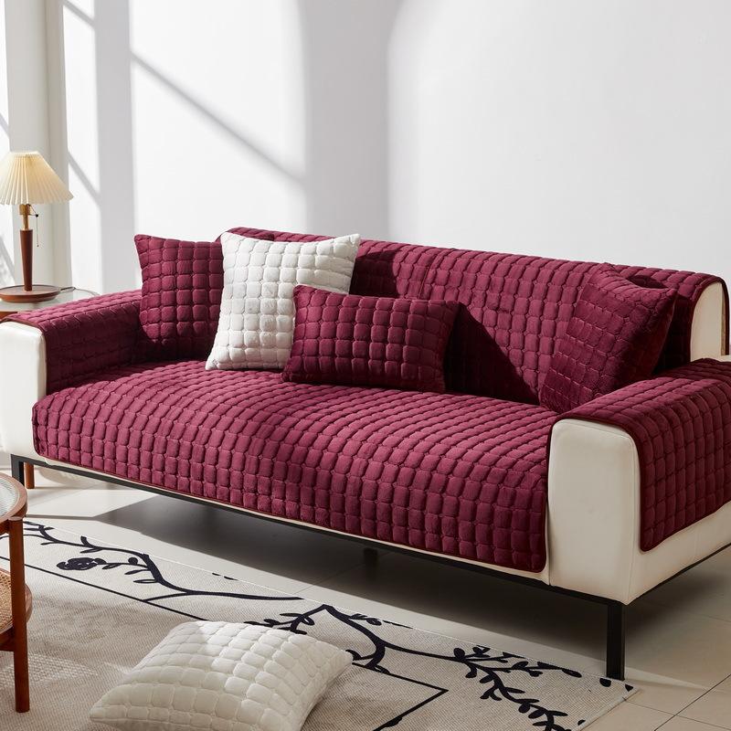 Four Seasons Universal Plush Sofa Cushion Plush Leather Non-Slip Thickened Cushion Simple Modern All-Inclusive Sofa Towel Slipcover