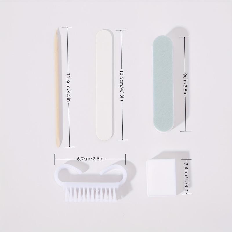 Manicure Set, Double-Sided Nail File, Wooden Cuticle Pusher, Nail Cleaning Tools, Manicure Sticks, Manicure Brush