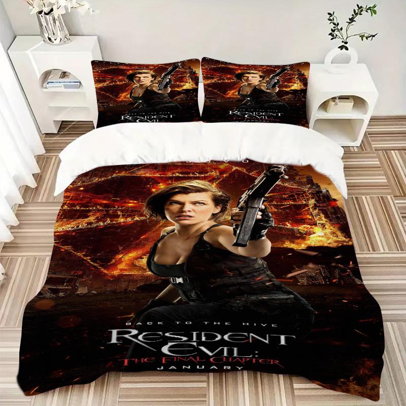 Resident Evil: The Final Chapter Bedding Set Comforter Cover Gift for Bedroom,Includes 1 Cover and 2 Pillowcases, No InsertB459
