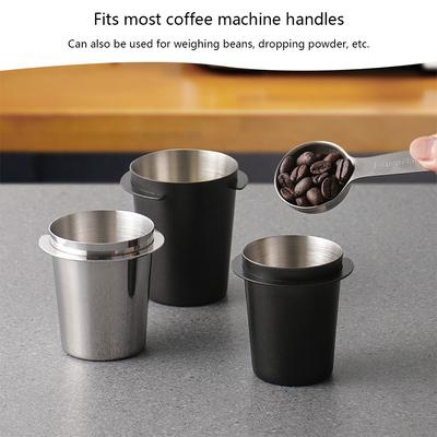 51/54/58mm Coffee Dosing Cup Sniffing Mug for Espresso Machine Wear Resistant Stainless Steel Coffee Dosing Cup Silver/Black