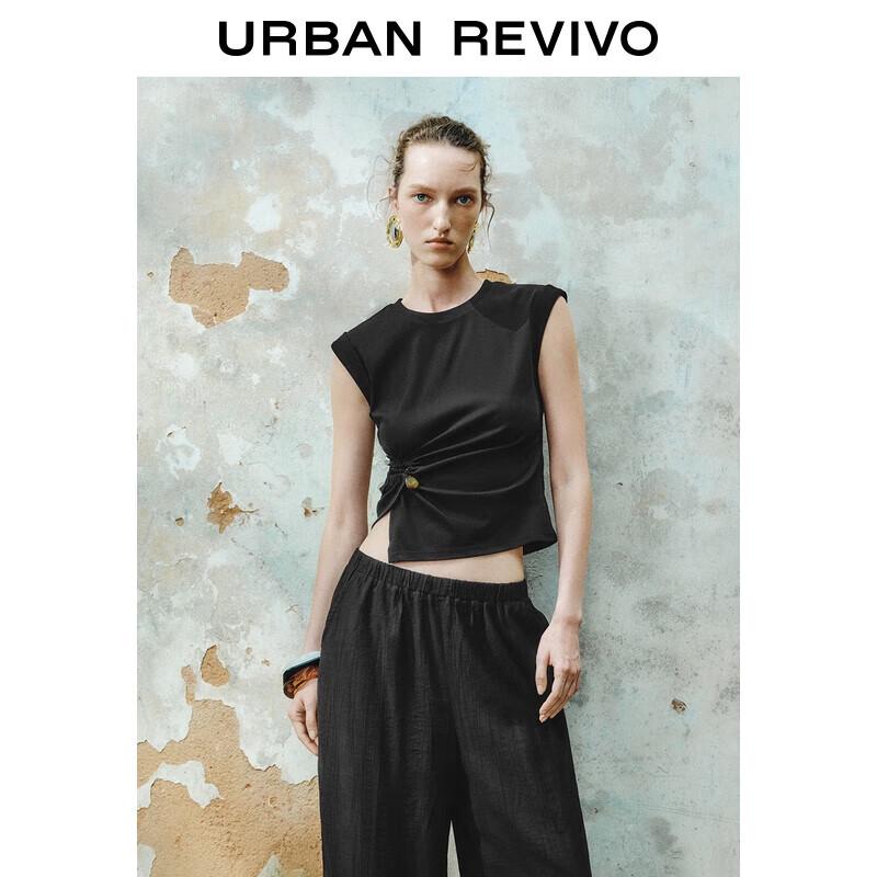 UR Women s Pleated Waist T-Shirt with Metal Detail S