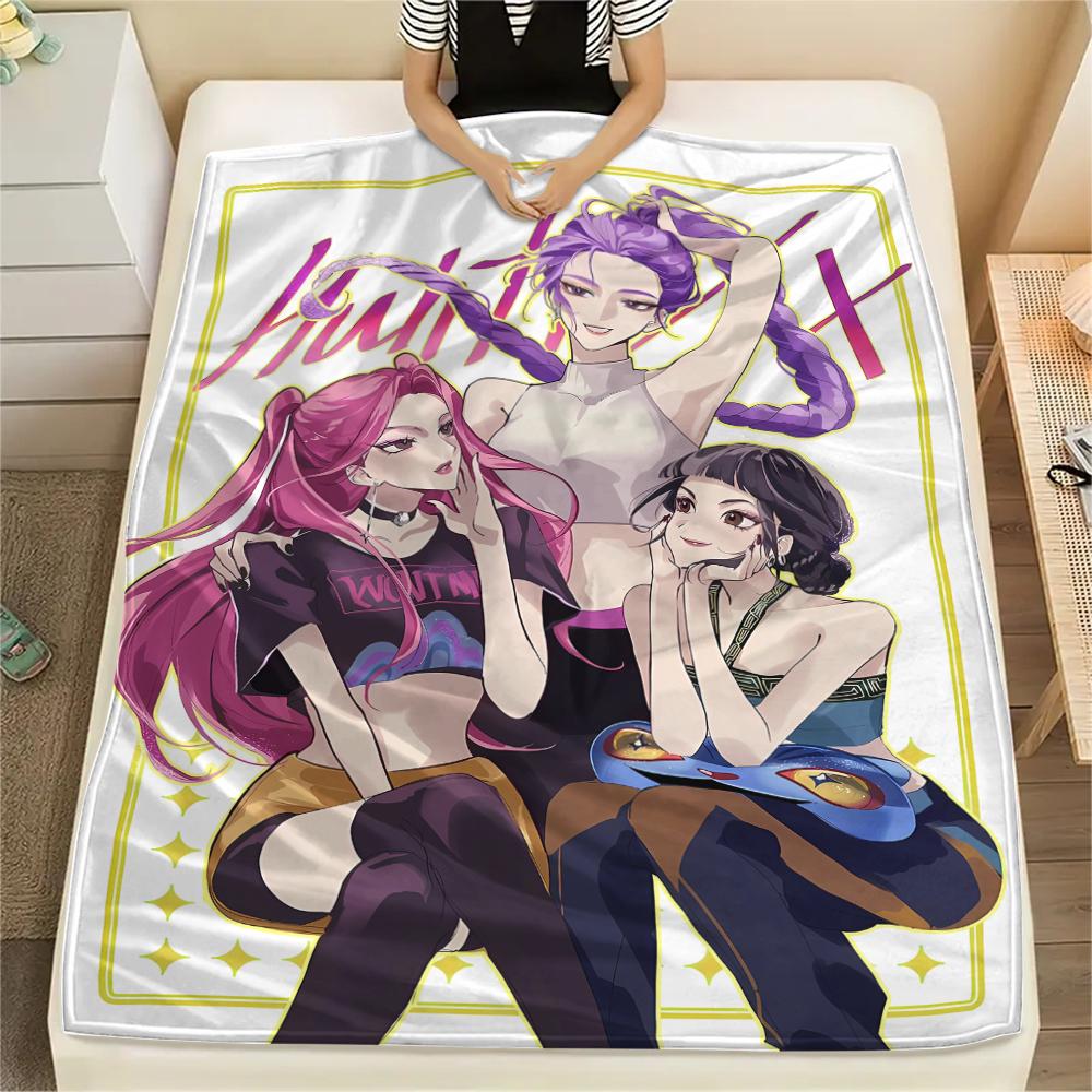 1pz Coperta in Flanella con Stampa Kpop Demon Hunters, Alta Qualità, Per Tutte le Stagioni, Decorazione per la Casa, Calore e Comfort, Perfetta per Regali di Natale