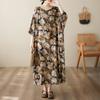Dimanaf 2025 Summer Dress New Printing Casual Loose Floral Women Vintage Plus Size Dress O-Neck Dress Maxi