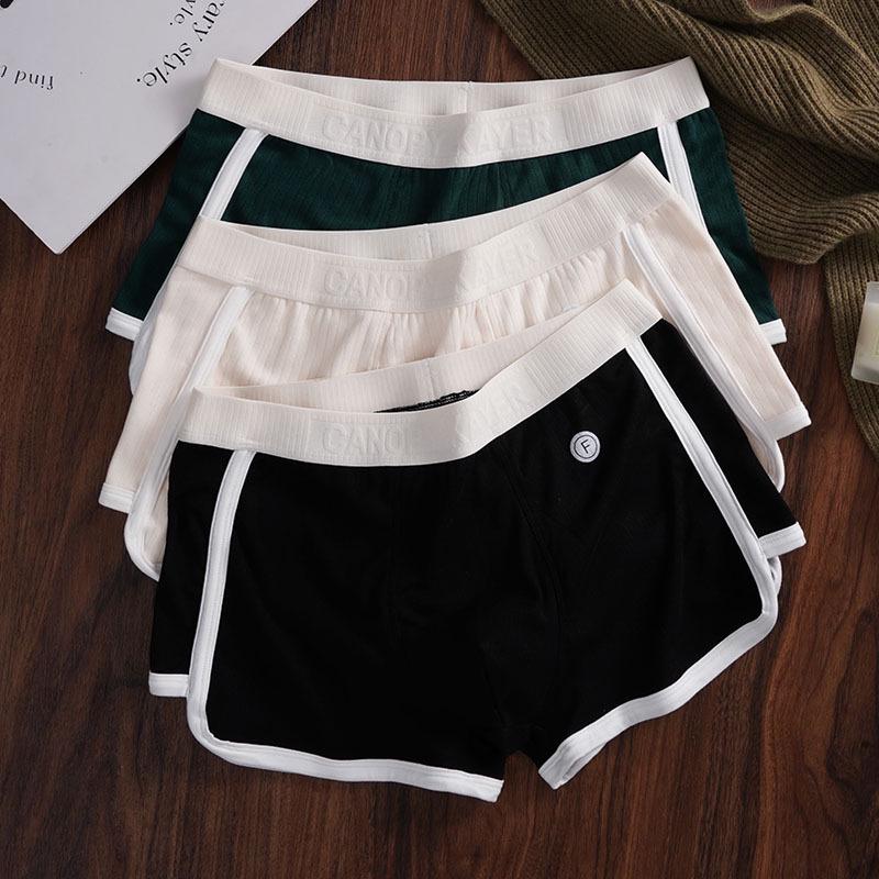 Men's Antibacterial Breathable Loose Fit Boxer Briefs Mid-Rise Striped Shorts