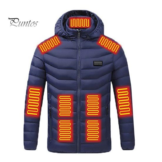 

Утепленное хлопковое пальто с капюшоном, длинным рукавом, застежкой-молнией, куртка с 19 зонами защиты от горячих точек, ручная стирка, питание от USB, верхняя одежда L синий