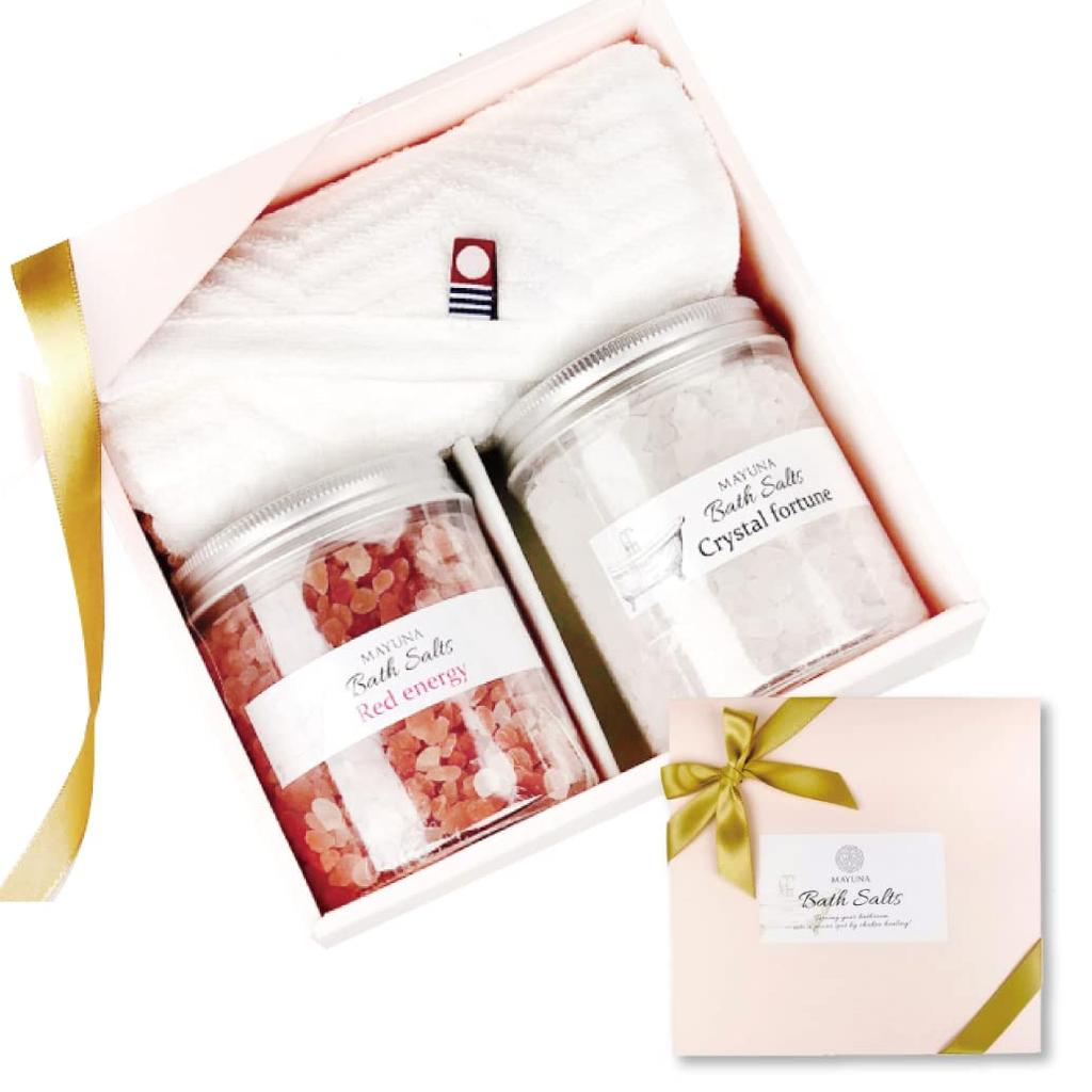 MAYUNA Bath Salts Gift Set Bath Salts Gift Birthday Day Present Bath Salts 250g 2 Types Comes with Imabari Towel Luxury Bath Salts Gift Bath Salts