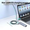 6 in 1 Aluminum Thunderbolt 3 Usb Hub Type-c Plug to 1*HD 4K+1*PD 100W+1*type-c Data+3*USB-A 3.0 Docking Station USB HUB