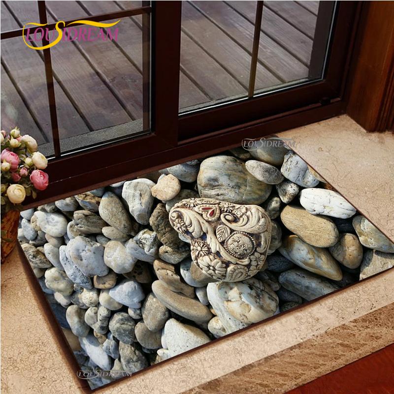 3D Cobblestone Welcome Entrance Doormats Cartoon Carpets Rugs For Home Bath Living Room Floor Stair Kitchen Hallway Non-Slip Mat
