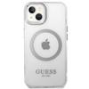 Guess Guhmp14Mhtrms Iphone 14 Plus / 15 Plus 6.7 Srebrny/Silver Twarde Etui Metalowa Obwódka Magsafe