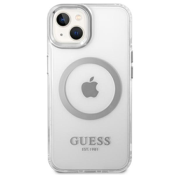 Guess Guhmp14Mhtrms Iphone 14 Plus / 15 Plus 6.7 Srebrny/Silver Twarde Etui Metalowa Obwódka Magsafe