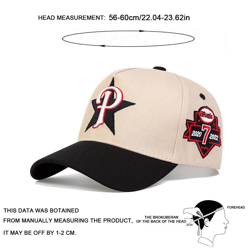Unisex Five Pointed Star P Letter Embroidery Baseball Caps Spring and Autumn Outdoor Activity izable Fit Everyday Hats Sunscreen Hat