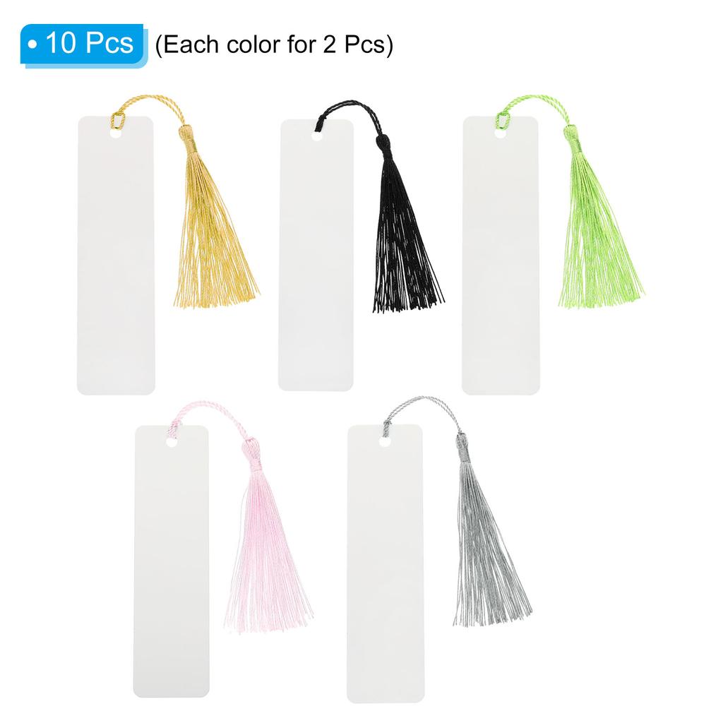 10/100Pcs Blank Sublimation Metal Bookmark Rectangle Book Marks Page Markers Mini Handmade Bookmark Tassels for Book Lover Gifts