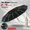 Fully Automatic Umbrella, Large Size, Reinforced And Thickened, Windproof, Black Rubber, Sun Protection, for Rain And Shine, Foldable, 96 Ribs