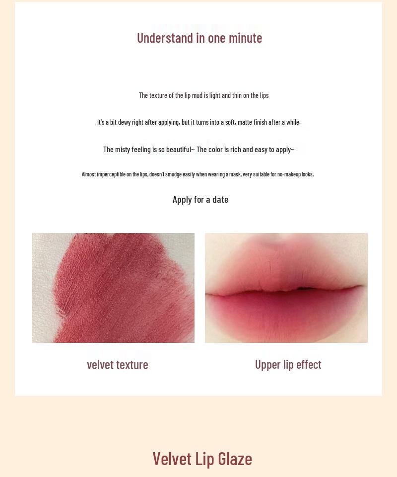 Frame Post Romantic Lip Mud Set - Soft Matte Velvet, Easy-Apply, Natural Whitening Lipstick
