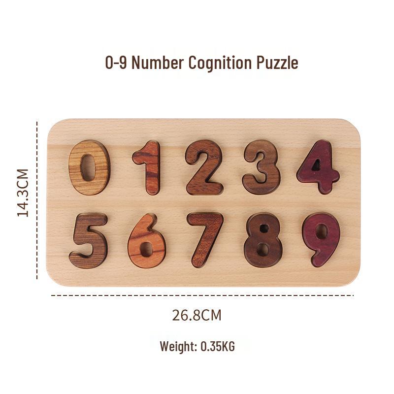 Montessori Solid Wood Alphabet & Number Jigsaw Puzzle: Early Learning Cognitive Matching Board for Kids