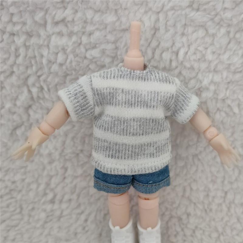 bjd clothes ob11 baby clothes cute 1/12 bjd doll clothes striped short sleeve T-shirt GSC clay head doll accessories shorts toy