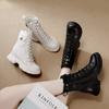 Inner Height Increasing Martin Boots Women's Fleece Warm Cotton Boots Thick-soled Lace-up Lightweight Medium Boots Autumn and Winter Snow Boots Women