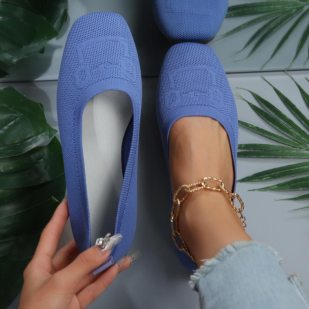 Women's Casual Single Shoes Shallow Mouth Single Shoes Round Head Soft Sole Knitted Shoes Mother Shoes Single Shoes