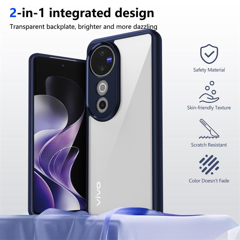 Vivo V40 VivoV40 V2348 Case Plating Silicone Bumper Shockproof Clear Back Cover Hard Matte Phone Case for Vivo V40 Pro 5G V2347