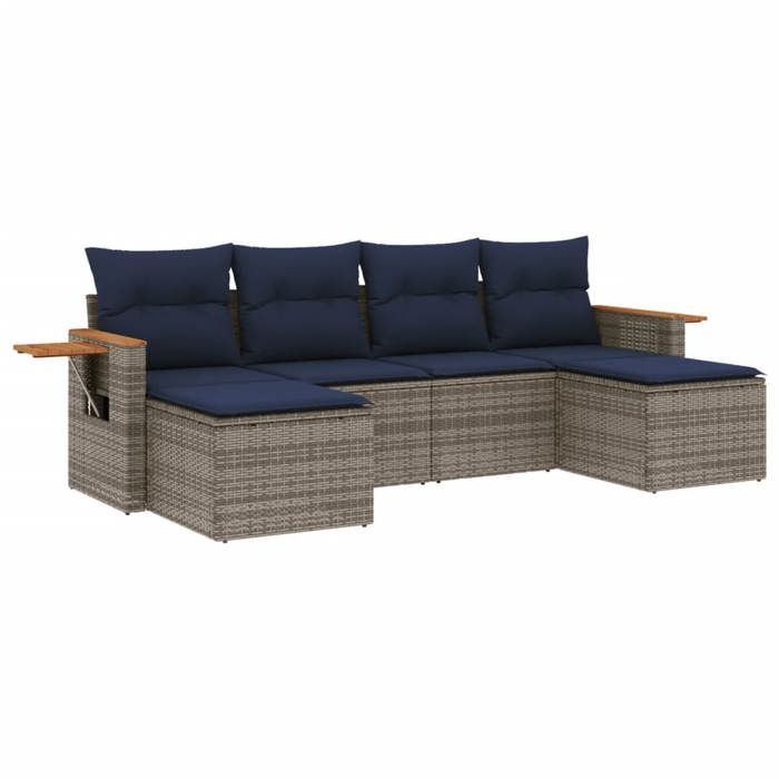 VidaXL Garden Lounge Set with Cushions 6 Pcs, Patio Sofas, Furniture Set, Outdoor Terrace Furniture, Grey 3227062