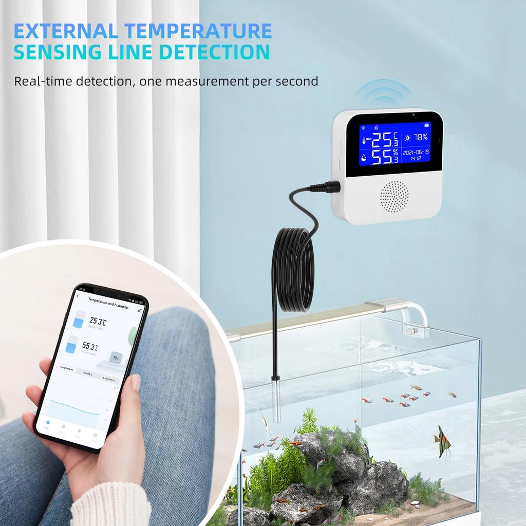 Tuya Smart WiFi Temperature Humidity Sensor LCD Display Devices Indoor Outdoor Thermometer Hygrometer Meter Supports Alexa