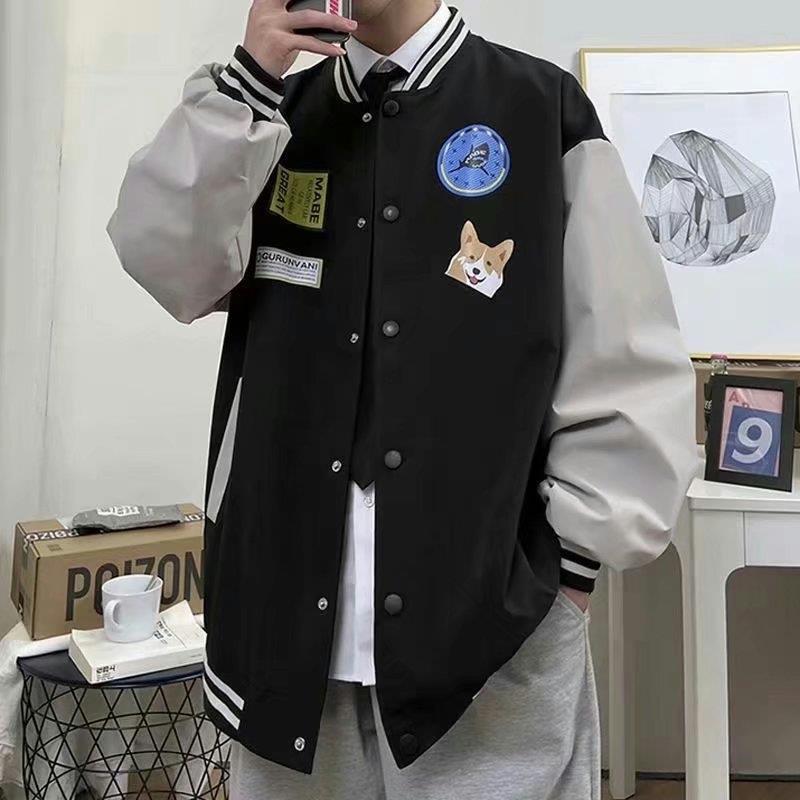 Men's Ins Style Winter Baseball Jacket - Trendy, Loose, Thickened for Spring & Autumn