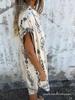 European & American Summer Casual Short-Sleeved Cotton Linen Shirt Dress with Pocket Print for Women