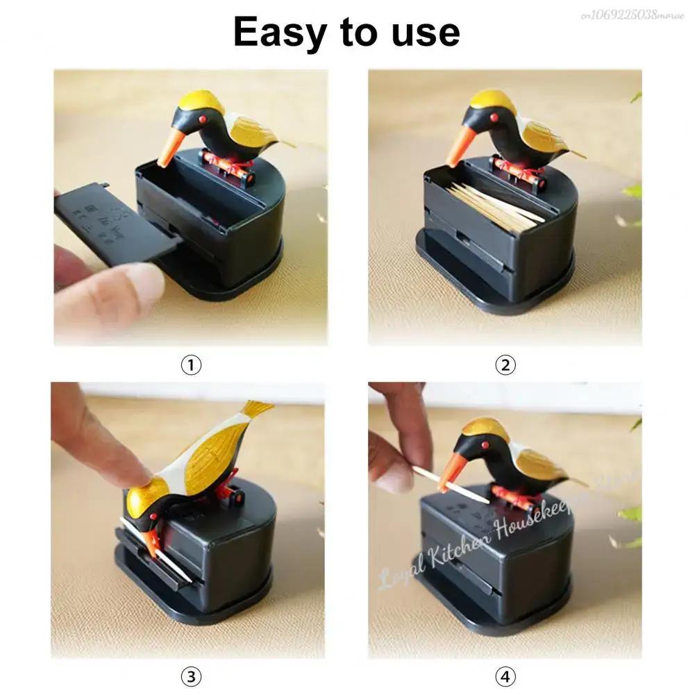Cute Little Bird Toothpick Container Automatic Toothpick Dispenser Toothpick Holder Home Decor Table Decoration Table Accessorys