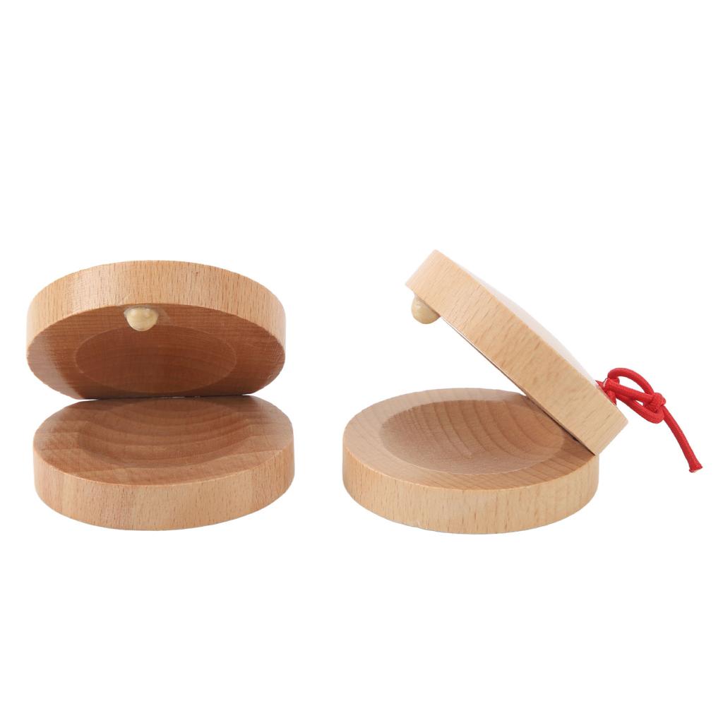 1 Pair of Wooden Castanets Kids Education Wood Finger Clappers Percussion Musical Instruments