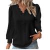 Women's V Neck Top Soft Shirt Lace Long Sleeves Shirt for Spring and Autumn