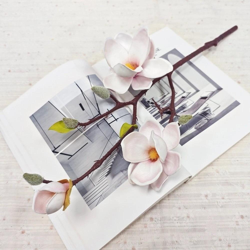 Real Touch Artificial Magnolia Flower Realistic Faux Magnolia Branch  Home Living Room Decor