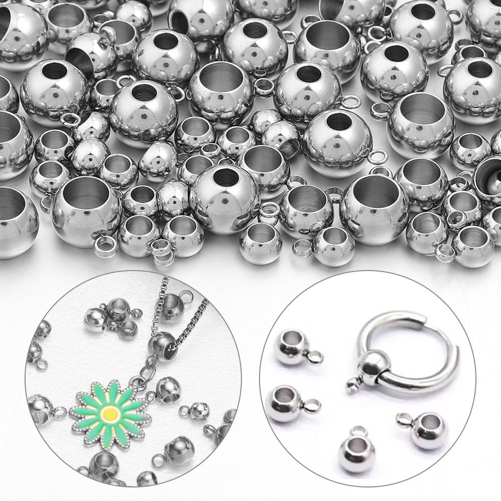 10-20 stuks/partij Roestvrij Staal Spacer Kralen Hanger Charms Sluitingen Oogjes Grote Gat Kralen Voor Sieraden Maken DIY Accessoires