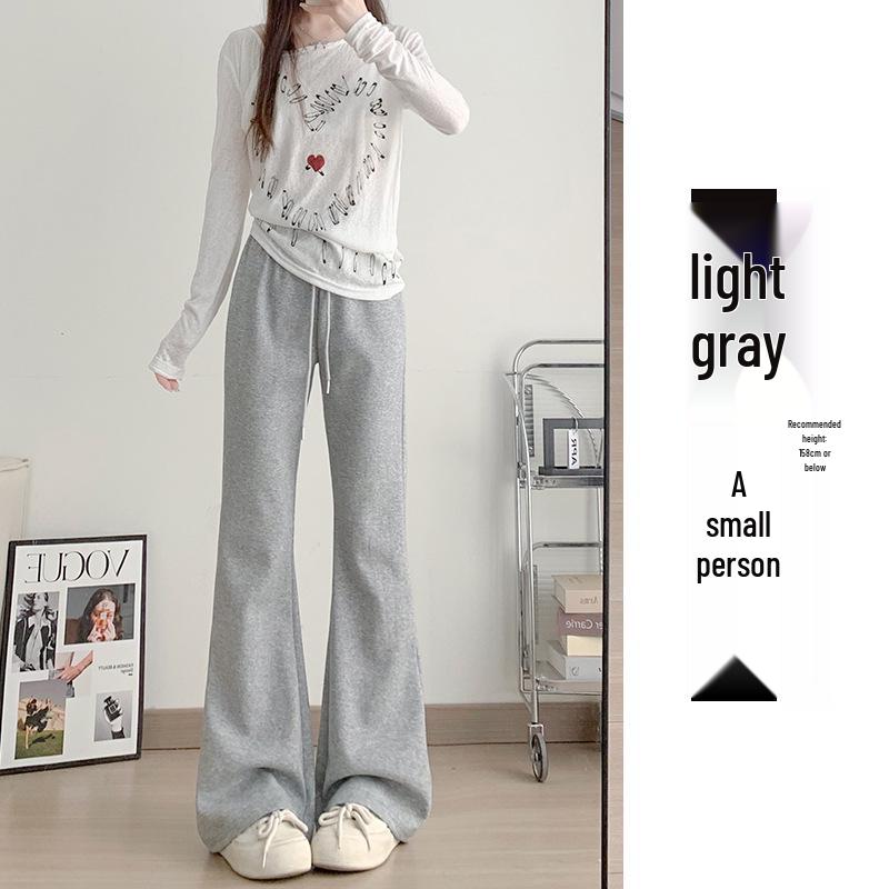 Women's High-Waisted Fleece-Lined Micro-Flare Sweatpants - 2025 Spring/Autumn/Winter Collection: Slimming, Casual, Thickened Flare Pants.
