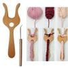Wood Braiding Fork with Bent Tip Braiding Needle Wood Knitting Fork Braiding Tool Multifunctional Braiding Tool Set