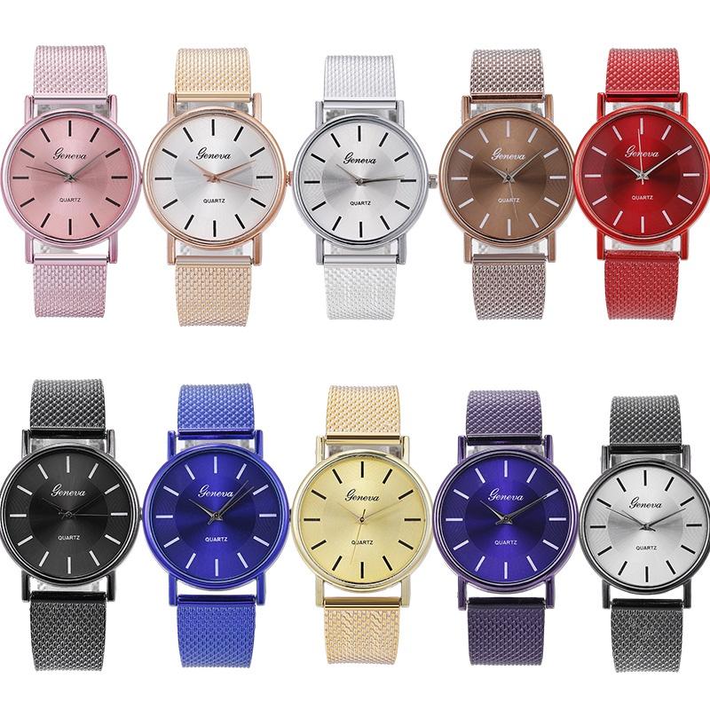 Fashionable Unisex Quartz Wristwatch Couple Watch With Decorative Features Model 28035 Mesh Strap