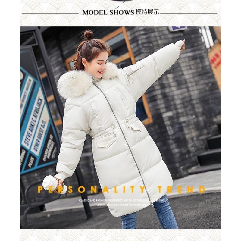 waist new long cotton-padded clothes women's clothing thickened down cotton-padded clothes big fur collar jacket cotton-padded jacket women