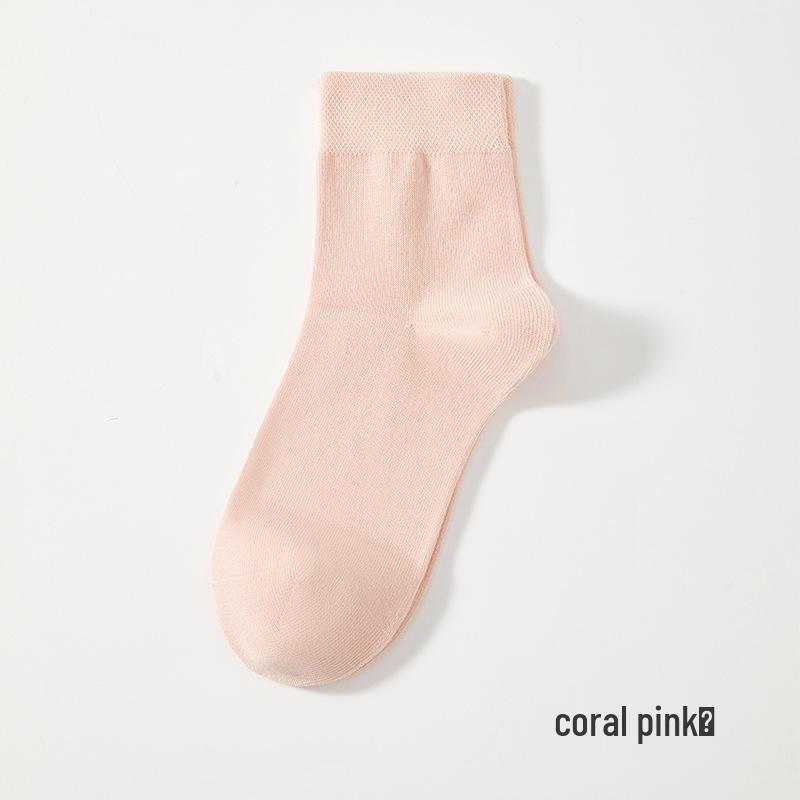 Women's 7A Antibacterial Mid-Calf Pure Cotton Socks - Sweat-Absorbent, Thick, All-Season Style.