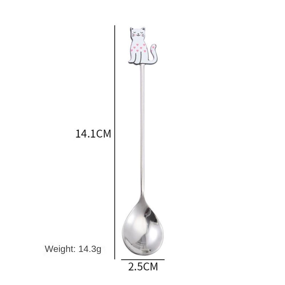 Japanese Korean Style Cartoon Cat Spoon Polished Honey Stirring Spoon New Dessert Spoon