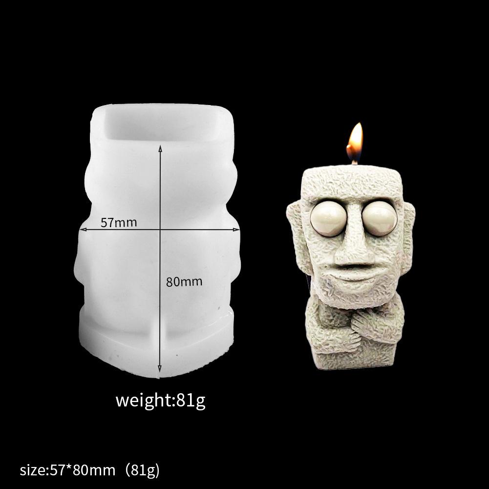 New Stone Man Candle Mold DIY Plaster Ornament Cake Mold Rock Figure Resin Silicone Mold Candle Making Kit Silicon Molds