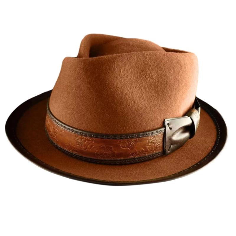 Vintage Fedora Boater Hat Top Hat Victorian Age Wool Short Brim Top Hat Old-fashioned Magician Hat for Ladies