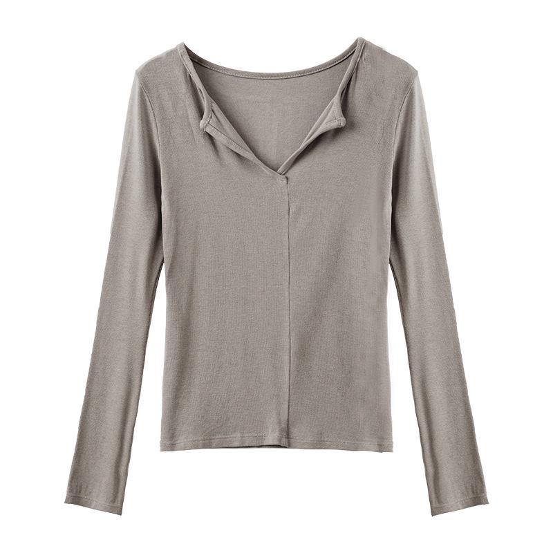 Women's High-Quality Modal V-Neck Long-Sleeve Base Layer Shirt