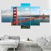 5 Panels Landscape Canvas Painting San Francisco Golden Gate Bridge Sunset Posters and Prints Wall Art Room Home Decor No Frame