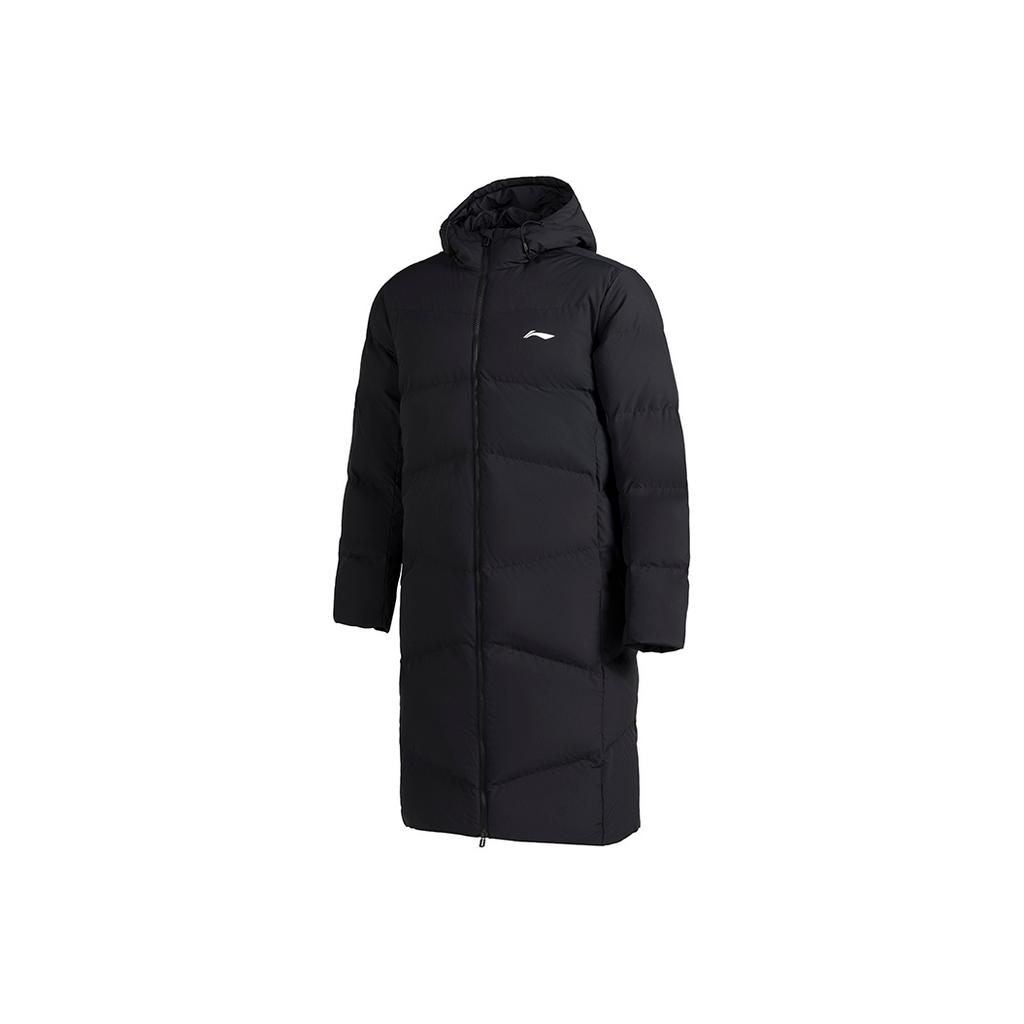 Li Ning Einfarbiger Reißverschluss-Kapuzenpullover Bequem Atmungsaktiv Dick Warm Langer Baumwollmantel Herrenmäntel AFMV037-1