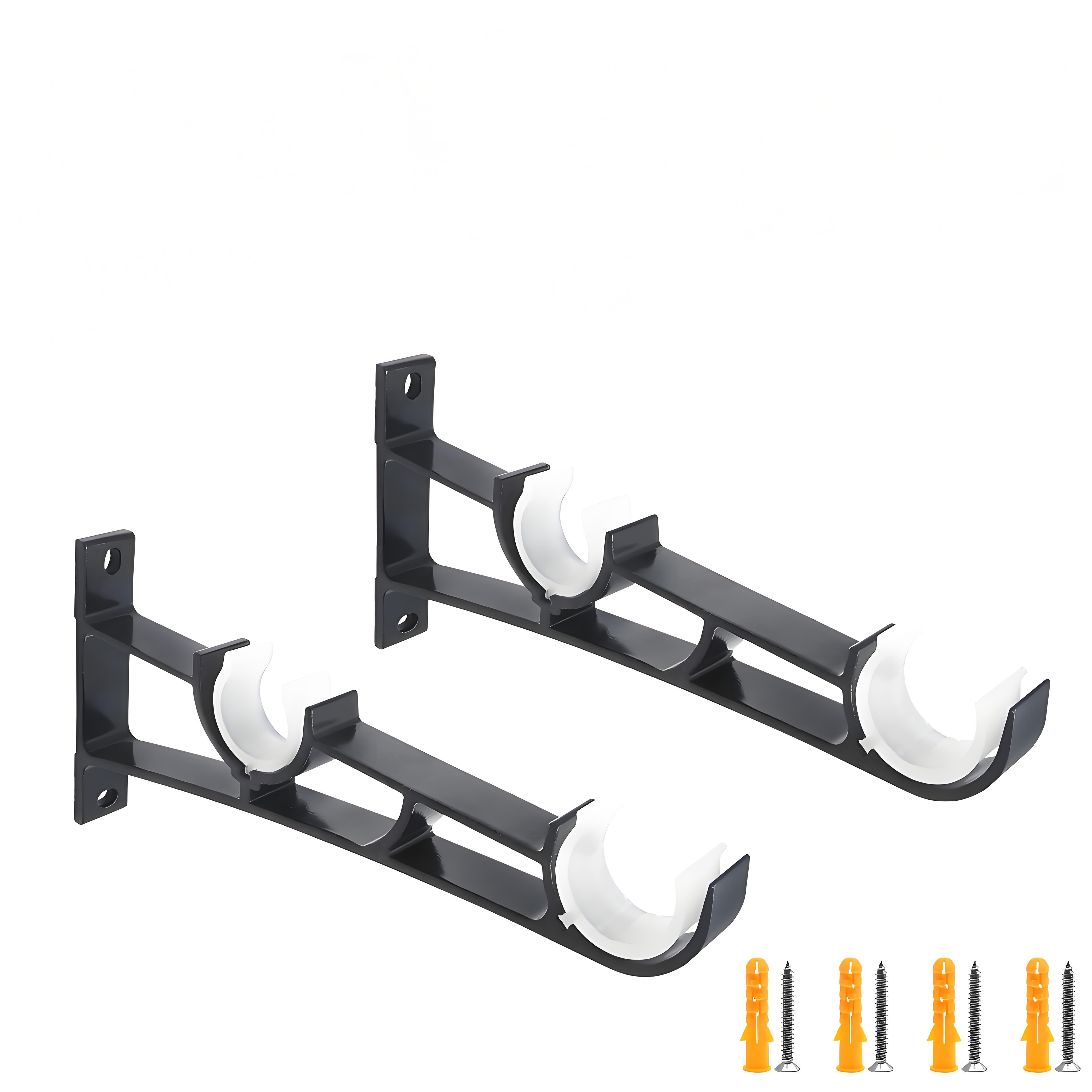 

Сверхпрочные двойные кронштейны для карниза, 2 шт., алюминиевый сплав, настенные держатели для многослойных штор - Простая установка чёрный