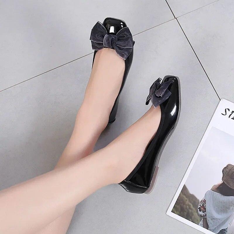 Spring Summer Shoes Women Flats Soft Comfortable Shoes Butterfly Knot Office Lady Shoes Black Pink Red Plus Size 42