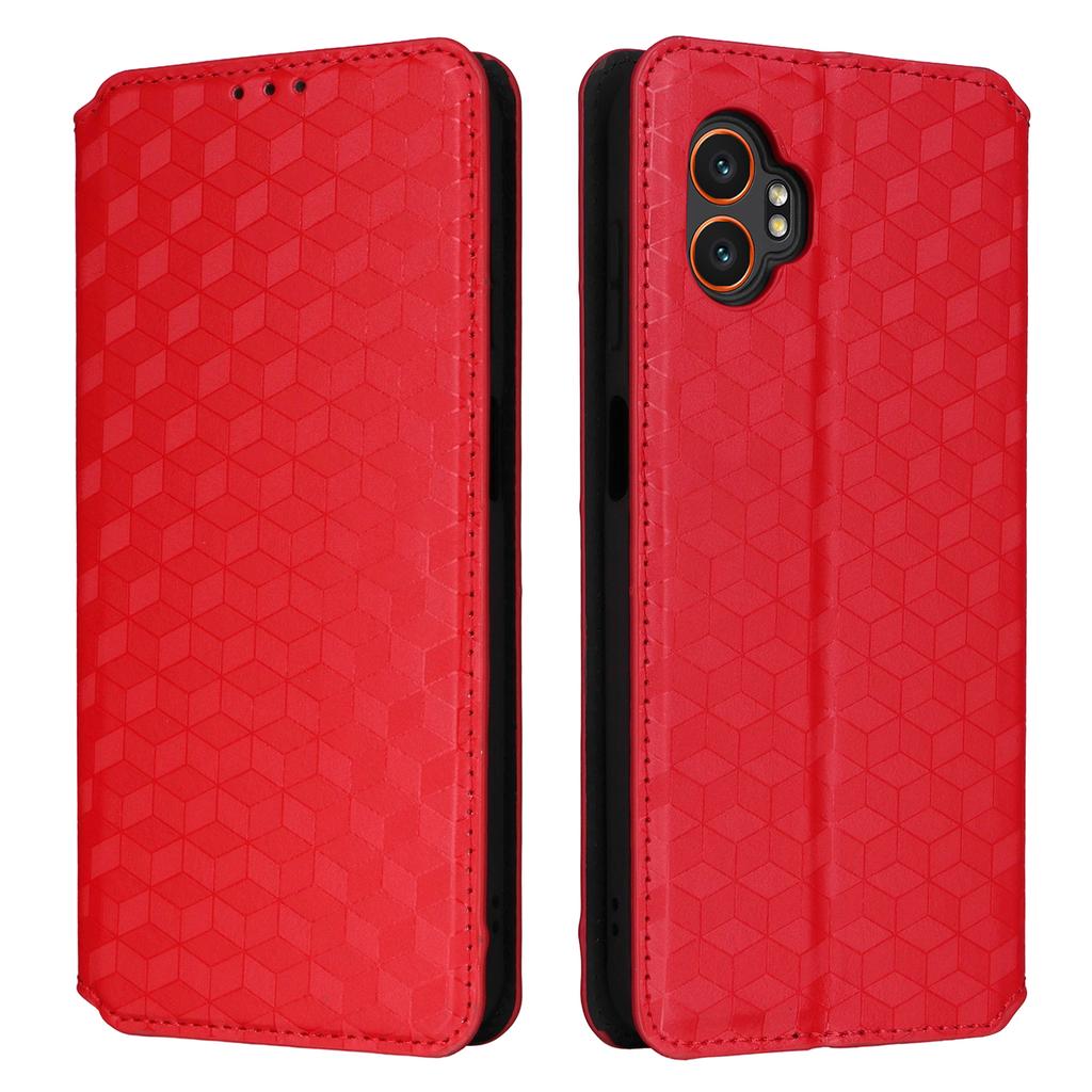 For Samsung Galaxy XCover7 Pro Case Wallet Rhombus Imprinted Leather Phone Cover