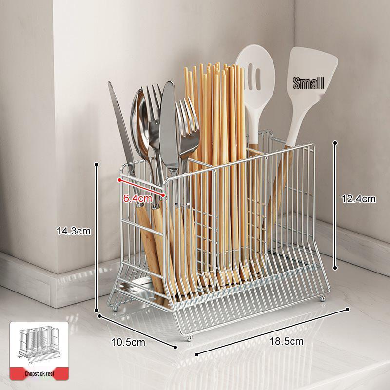 304 Stainless Steel Kitchen Chopstick and Utensil Holder with Drain Rack 2139₽