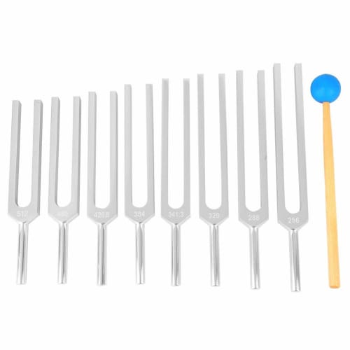 Set of 8 Tuning Forks, Tuners, Rubber Mallets, Aluminum Chakra Tuning Forks, Opens Angel Doors, Sound Purification, Crystal Tuner Set