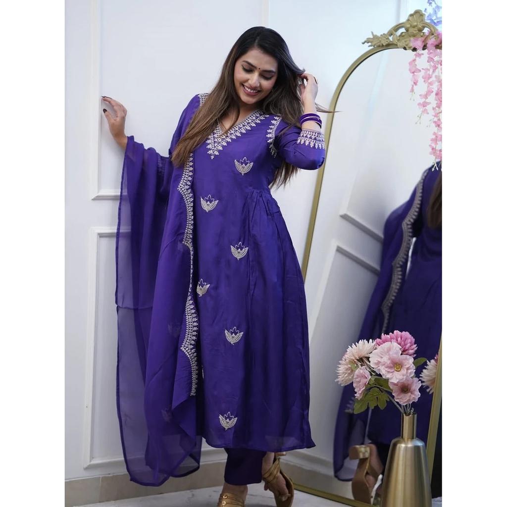 Indian Pakistani Ethnic Kurta Pant Dupatta Set Bollywood Wedding Wear Kurti Set