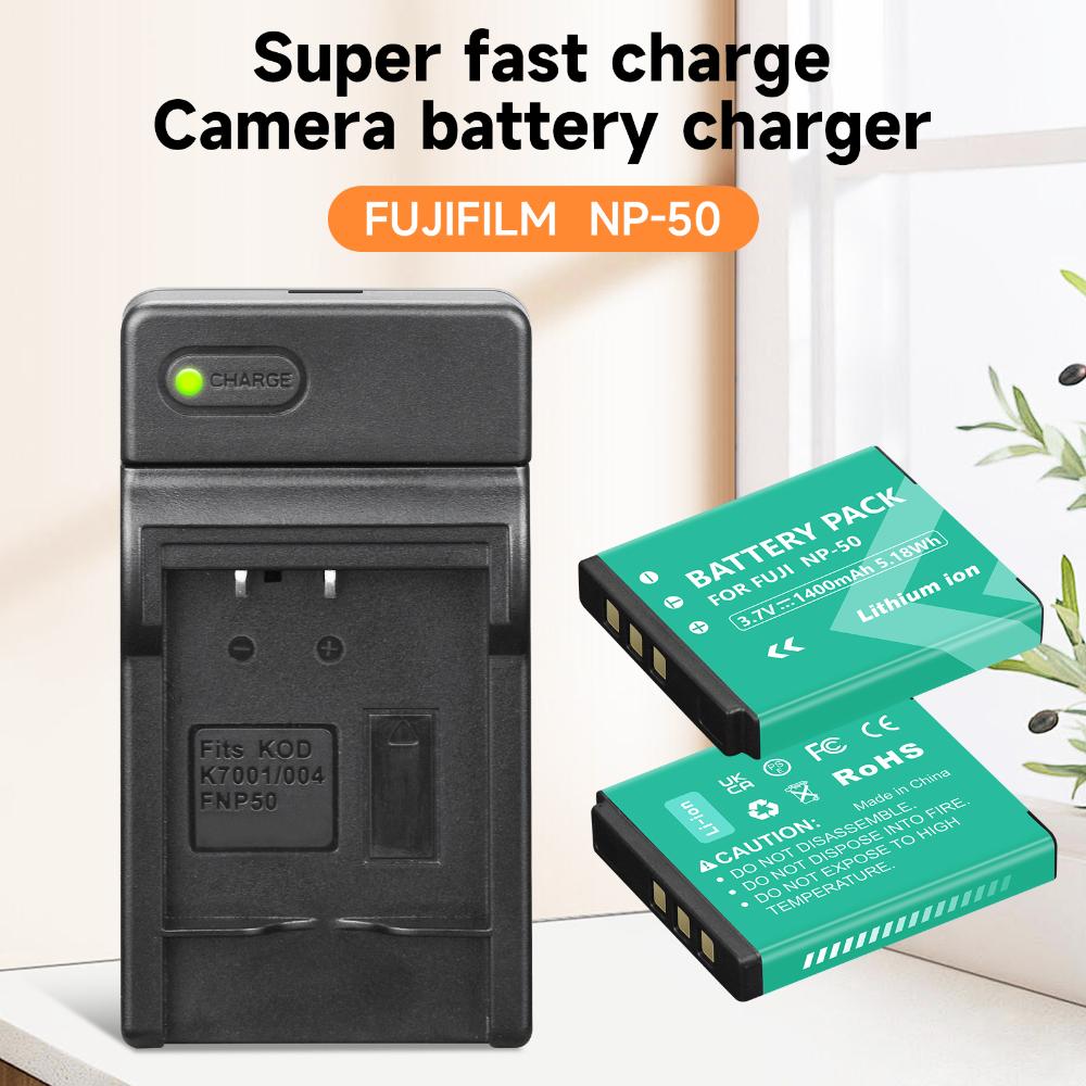 PALO 1400mAh NP-50 NP 50 Kameraakku für Fujifilm FinePix XF1 F200EXR F100fd XP100 XP170 X10 X20 XP200 F70EXR + LED-Ladegerät